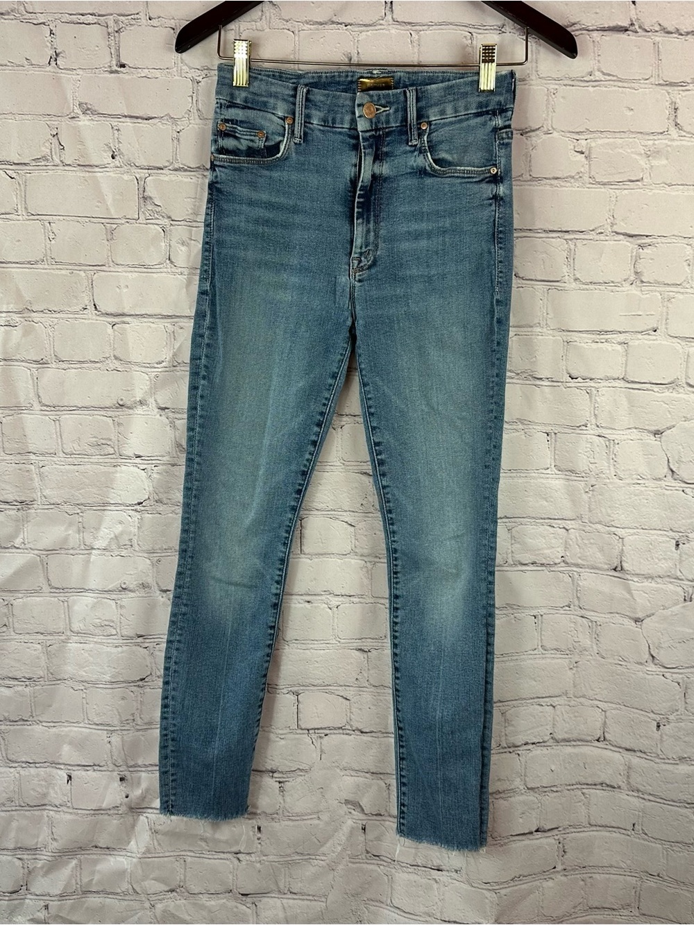 MOTHER High waisted looker ankle fray skinny Jeans women 26 boho stretch